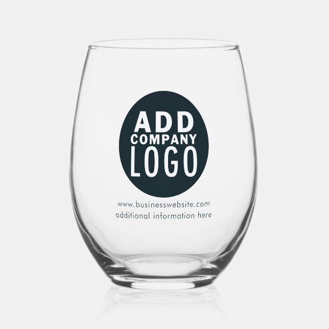 Your Business Logo Marketing Website Custom Stemless Wine Glass (Front)