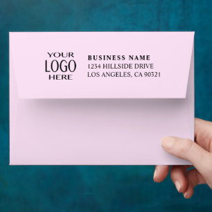 Your Business Logo & Modern Return Address Pink Envelope
