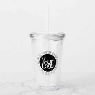 Your Business Logo & Modern Simple Editable Text Acrylic Tumbler