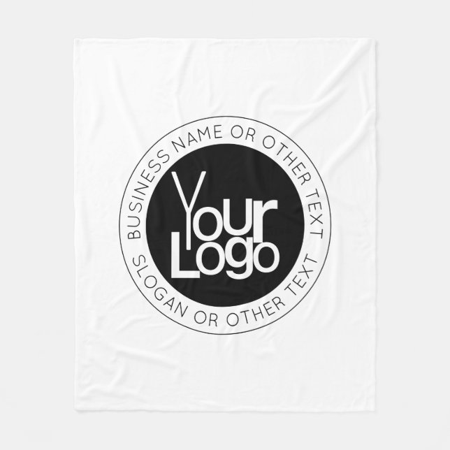 Your Business  Logo & Modern Simple Editable Text Fleece Blanket (Front)
