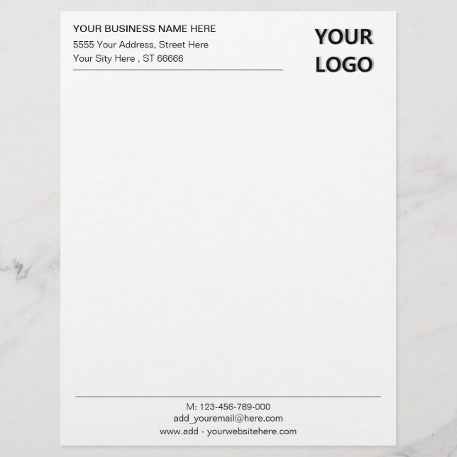 Your Business Logo Name Information Letterhead (Front)