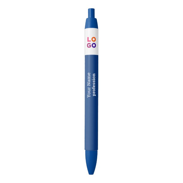 Your Business Logo, Name, Profession Blue Ink Pen (Front Vertical)