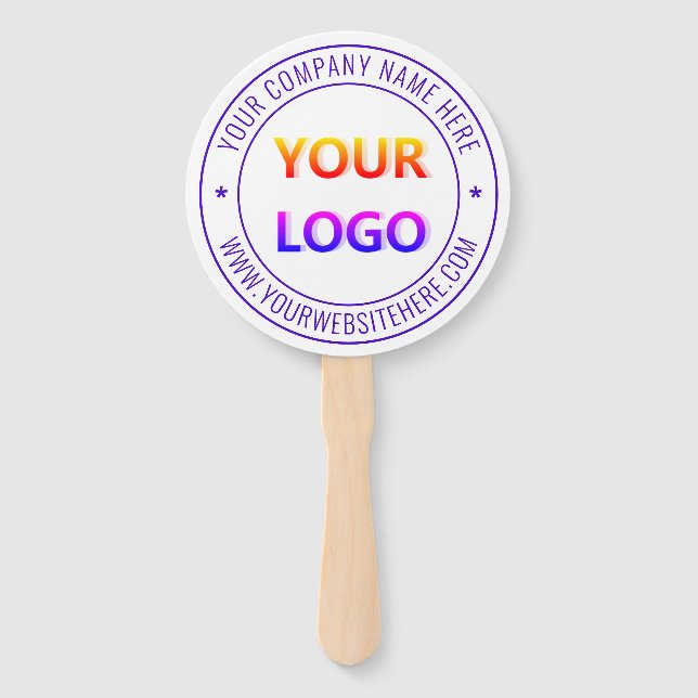 Your Business Logo Name Website Hand Fan Stamp (Front)