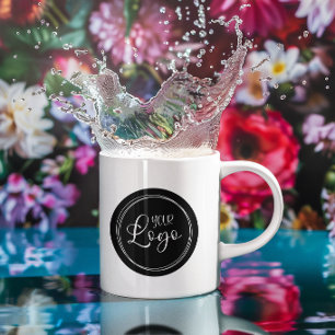 Your Business Logo on Black Circle Coffee Mug