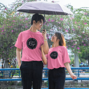 Your Business Logo on Black Circle Pink T-Shirt