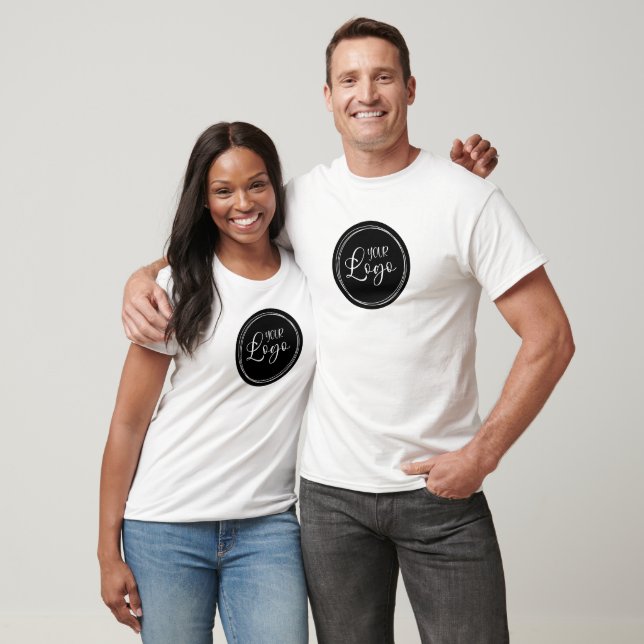 Your Business Logo on Black Circle T-Shirt (Unisex)