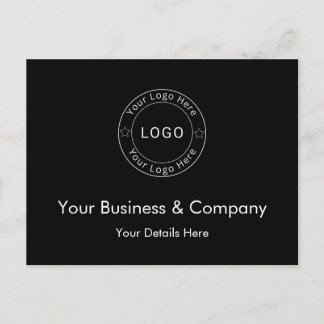 Your Business Logo on Black Custom Invitation Postcard