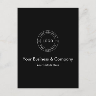 Your Business Logo on Black Custom Postcard