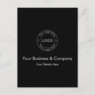 Your Business Logo on Black Custom Postcard