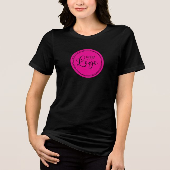 Your Business Logo on Hot Pink Circle Tri-Blend Shirt (Front)