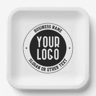 Your Business Logo or Design   Bold Editable Text Paper Plate