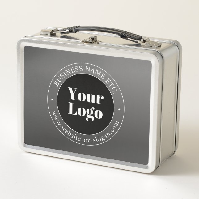 Your Business Logo or Design & Editable Text Metal Lunch Box (Front)
