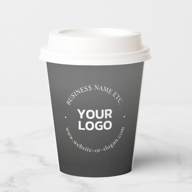 Your Business Logo or Design & Editable Text Paper Cups (Front)
