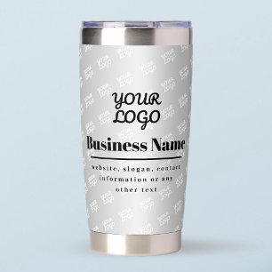 Your Business Logo Pattern & Black Text Insulated Tumbler