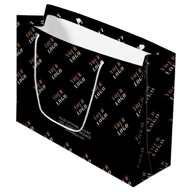 Your Business Logo Pattern & Optional Custom Text Large Gift Bag (Front Angled)
