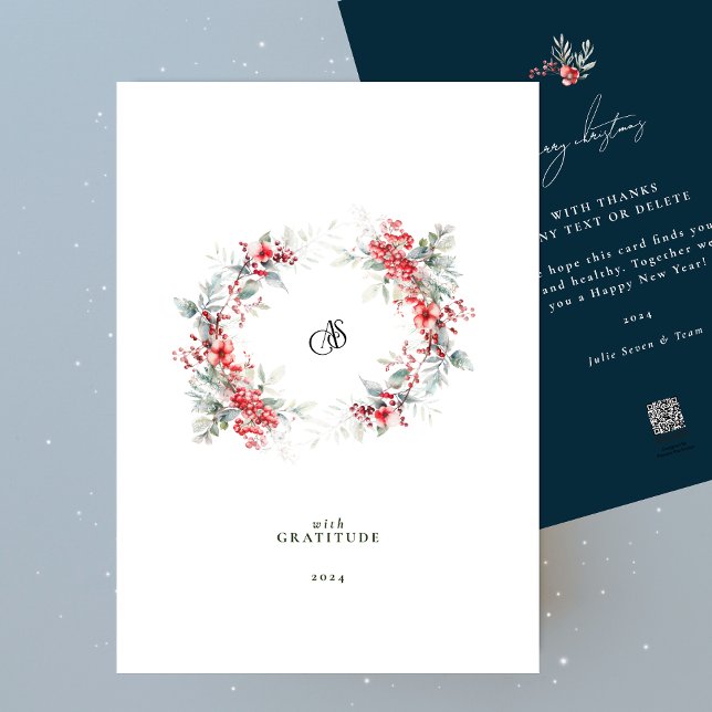 Your Business Logo & Photo Happiest Wreath Holiday Card (Creator Uploaded)