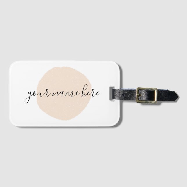 Your Business Logo Pink Brushstroke Promotional Luggage Tag (Front Horizontal)