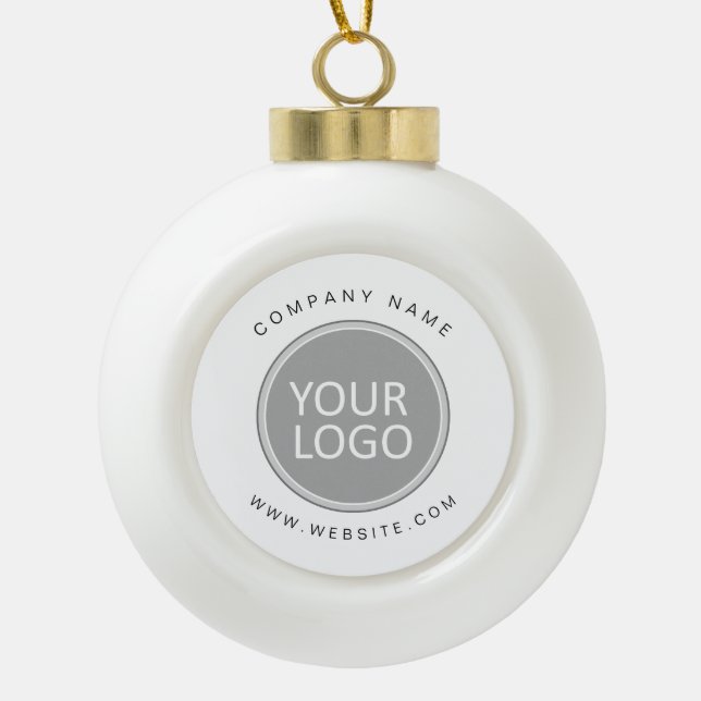 Your Business Logo Promotional Business Company Ceramic Ball Christmas Ornament (Front)