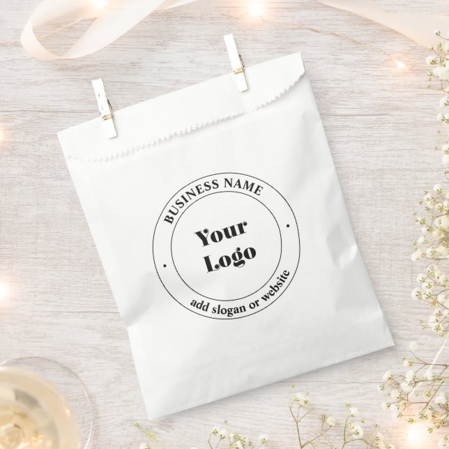 Your Business Logo & Promotional Text | White Favour Bags (Clipped)