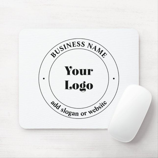 Your Business Logo & Promotional Text | White Mouse Pad (With Mouse)