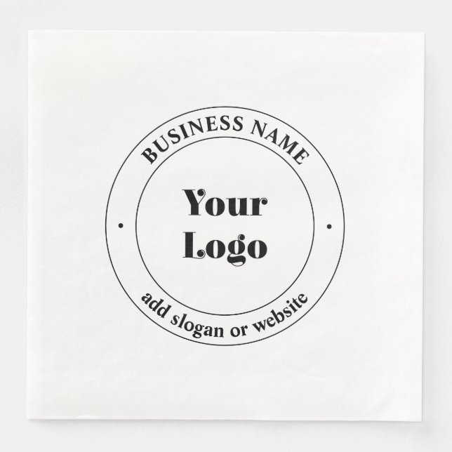 Your Business Logo & Promotional Text | White Napkin (Front)