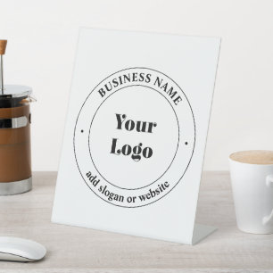 Your Business Logo & Promotional Text White Pedestal Sign