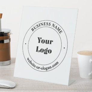 Your Business Logo & Promotional Text White Pedestal Sign
