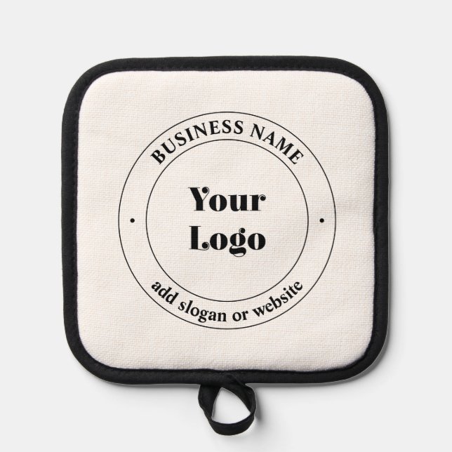 Your Business Logo & Promotional Text | White Pot Holder (Front)