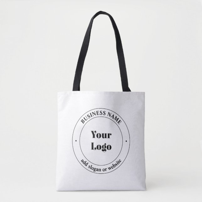 Your Business Logo & Promotional Text | White Tote Bag (Front)