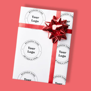 Your Business Logo & Promotional Text   White Wrapping Paper