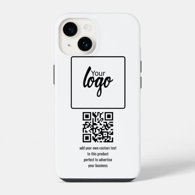 Your Business Logo QR Code and Text iPhone Case (Back)