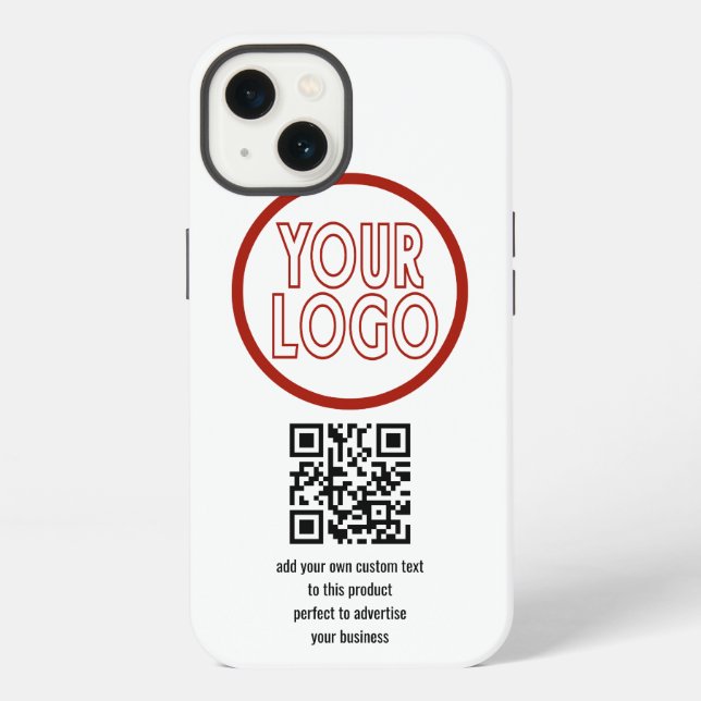 Your Business Logo QR Code and Text iPhone Case (Back)