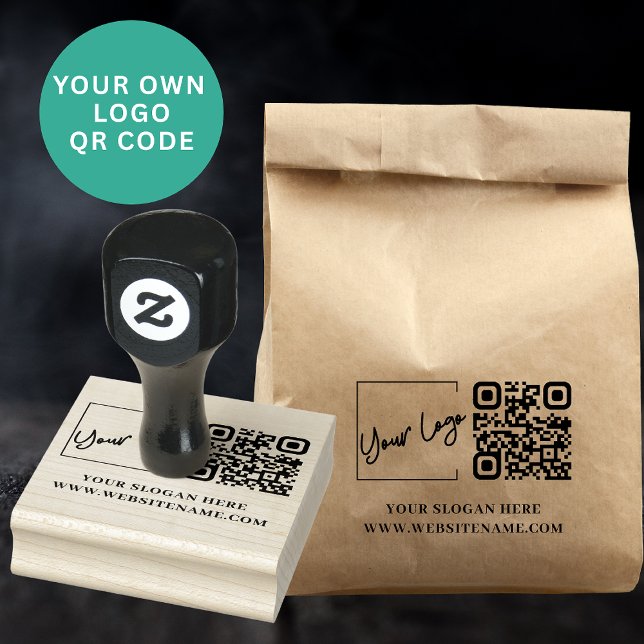 Your Business Logo Qr Code Custom Rubber Stamp (Creator Uploaded)