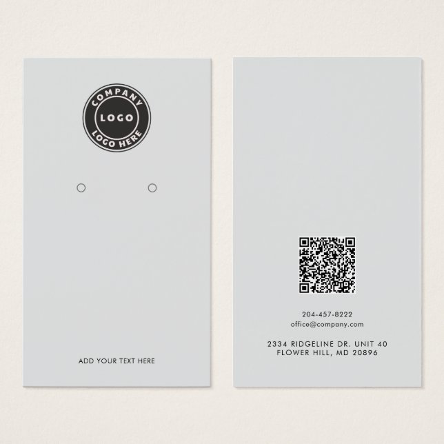 Your Business Logo QR Code Earrings Display Card (Front & Back)