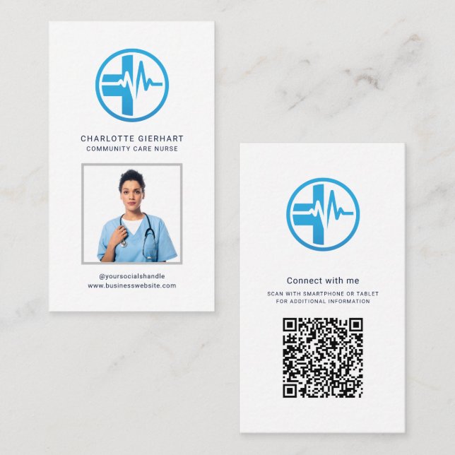 Your Business Logo QR Code Employees Photo Card (Front/Back)
