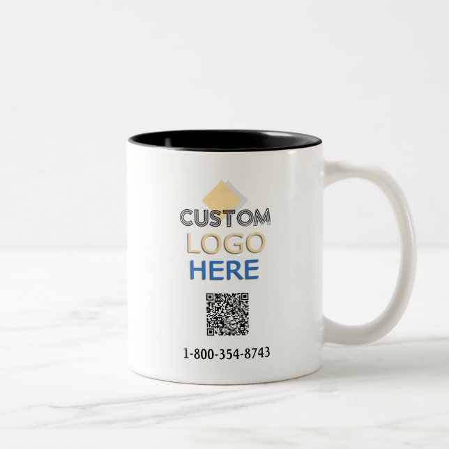 Your Business Logo QR Code Phone Two-Tone Coffee Mug (Right)