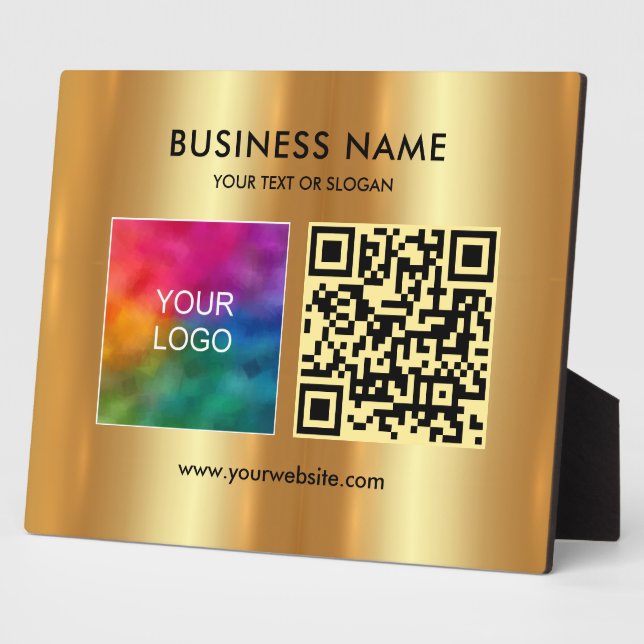 Your Business Logo QR Code Template Scannable Plaque (Side)