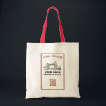 Your Business Logo QR Code   Tote Bag<br><div class="desc">Classic and Simple -- Your business logo and QR code plus phone number (or your text) on this tote bag. You can also match the colour of your text, border and QR to your business colours and select one of several handle colours. Any design questions (OR ASSISTANCE CHANGING THE BORDER...</div>