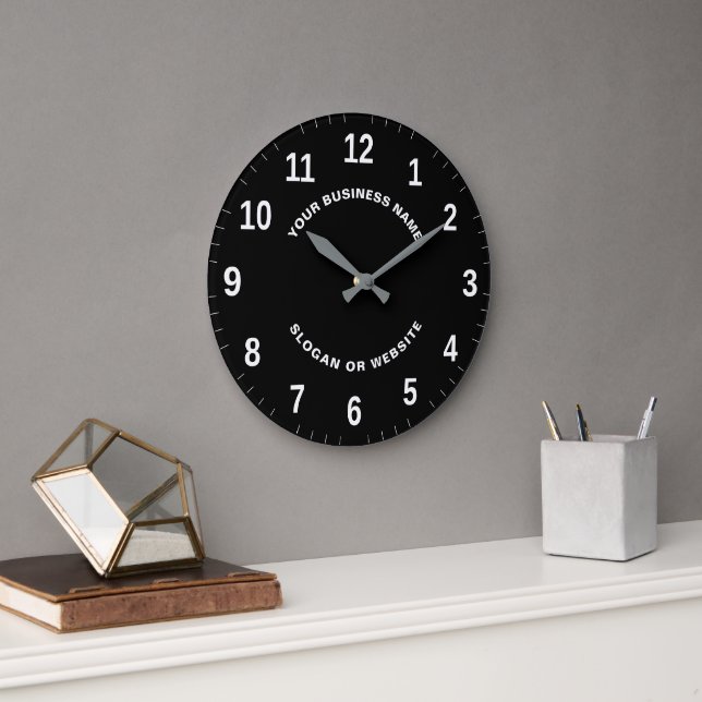 Your Business Logo Simple and Professional Black Large Clock (Office)