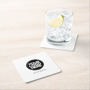 Your Business Logo Simple Basic Square Paper Coaster