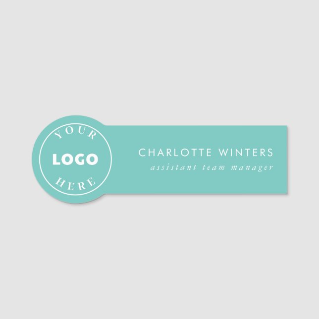 Your Business Logo Simple Hair Salon Name Tag (Front)