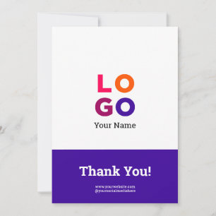 Your Business Logo Simple Magenta Thank You Card