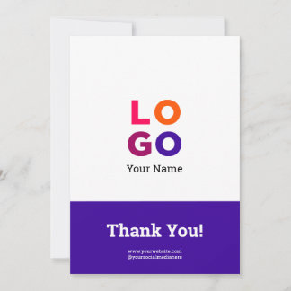 Your Business Logo Simple Magenta Thank You Card