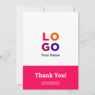 Your Business Logo Simple Magenta Thank You Card