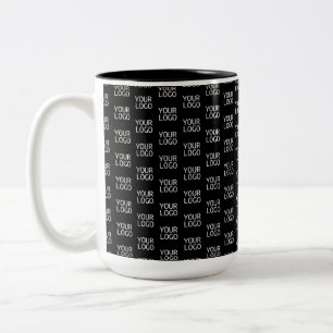 Your Business Logo   Stylish Half Step Pattern Two-Tone Coffee Mug