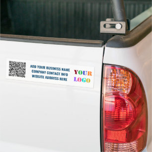 Your Business Logo Text and QR Code Bumper Sticker