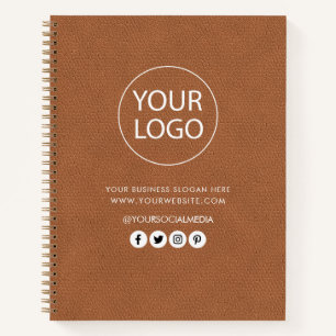 Your Business Logo & Text Company Branded Leather Notebook