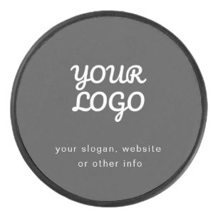 Your Business Logo & Text Stylish Dark Grey Hockey Puck