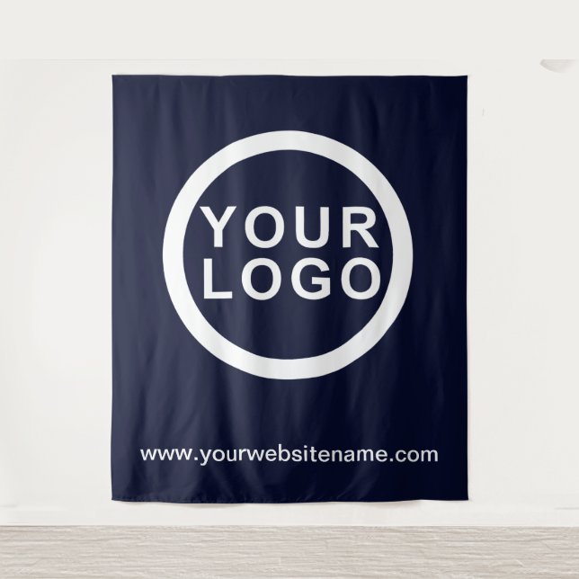 Your Business Logo | Website Modern Blue Backdrop Tapestry (Front)