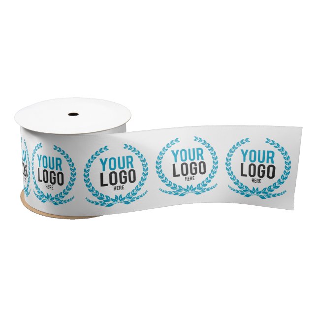Your Business Logo | WIDE All Over Patterned White Satin Ribbon (Spool)